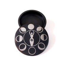 Soapstone Goddess and Moon Phases Handmade Trinket Box 5&quot; | Goddess Gifts - $37.62