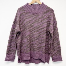 NEW Wit &amp; Wisdom Womens XL Sweater Mock Neck Zebra Eggplant Purple Brown  - £33.13 GBP