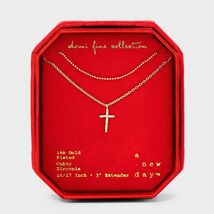 14K Gold Plated Cubic Zirconia Cross Multi-Strand Necklace - A New Day™ Gold - $18.86 CAD