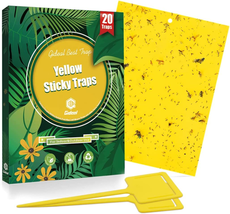 Gideal 20-Pack Dual-Sided Yellow Sticky Traps for Flying Plant Insect Su... - $12.85