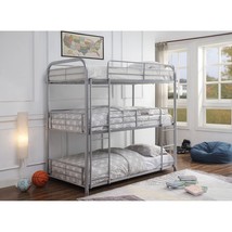 Cairo Twin Size Triple Bunk Bed for Kids Room Silver - £540.35 GBP