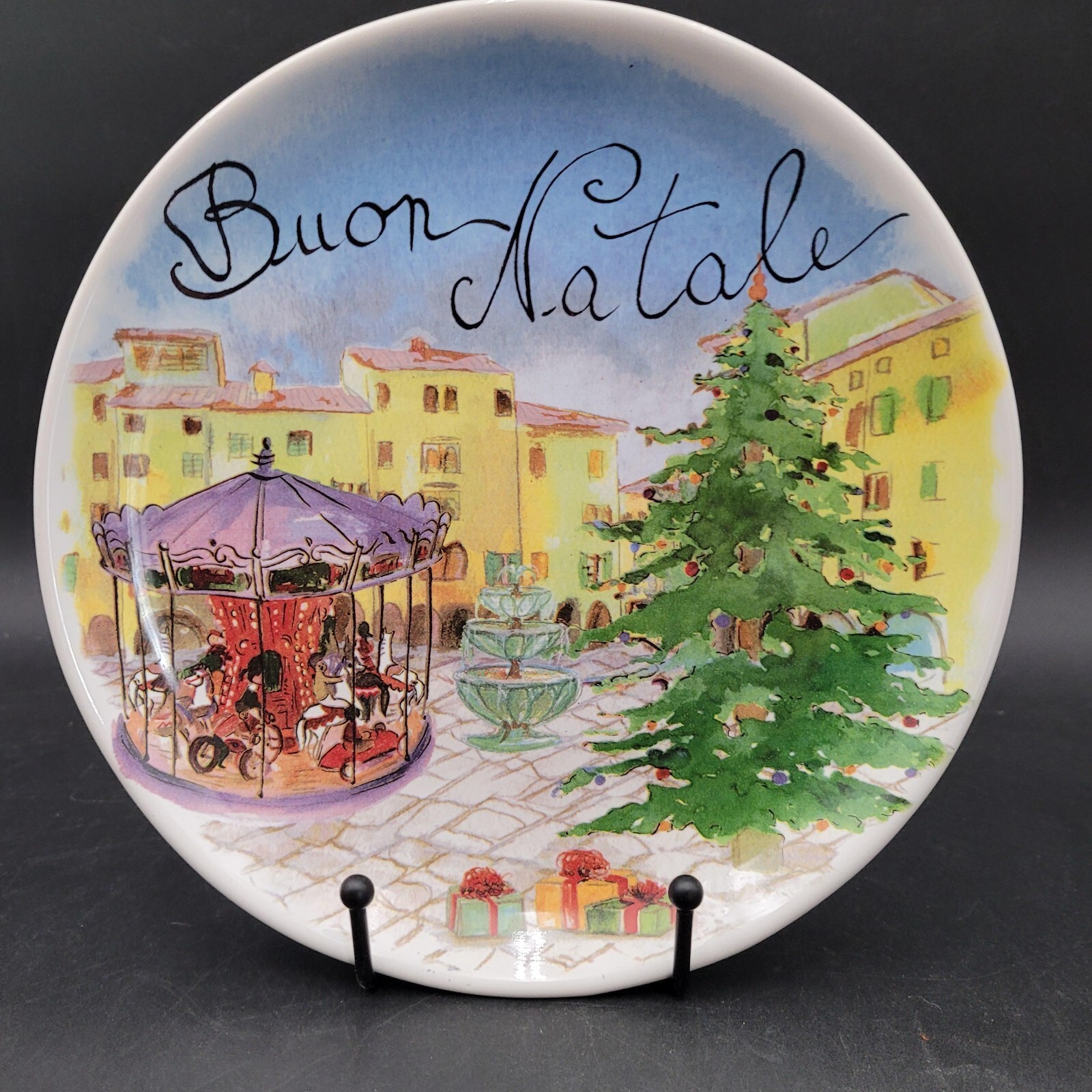 Rare Buon Natale 2011 SUR LA TABLE Italian Piazza Christmas Holiday Plat... - $19.79