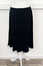 J.Jill Midi Skirt Large Black Pull On Slinky Slip Lace Trim Lightweight 90s - £18.95 GBP