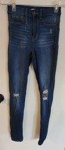 Womens 1 Stevie Hender Dark Blue Distressed Punk Skinny Denim Jeans Jegg... - $8.91
