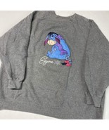 Disney EEYORE Sweatshirt XL Gray Embroidered Winnie Pooh Donkey Long Sle... - £20.12 GBP