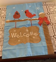 Cardinal Nylon Double Sided Welcome Garden Flag 12 x 18 In Appliqued Rev... - $11.99