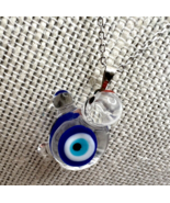Murano Glass, Handcrafted Turtle Evil Eye Pendant & 925 Sterling Silver Necklace - $39.90