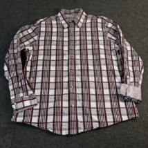 Tasso Elba Shirt Men&#39;s Size Large 16-16.5 Long Sleeve Plaid Paisley Flip... - £14.17 GBP