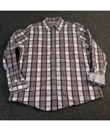 Tasso Elba Shirt Men&#39;s Size Large 16-16.5 Long Sleeve Plaid Paisley Flip... - £13.89 GBP