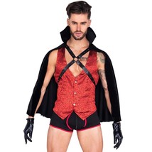 Vampire Costume Set Vest Cape High Collar Harness O Ring Mini Hot Shorts... - £46.78 GBP