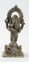 Antique Vietnamese Style Bronze Standing Cham Four-Arm Ganesha Statue - 25cm/10&quot; - £576.09 GBP