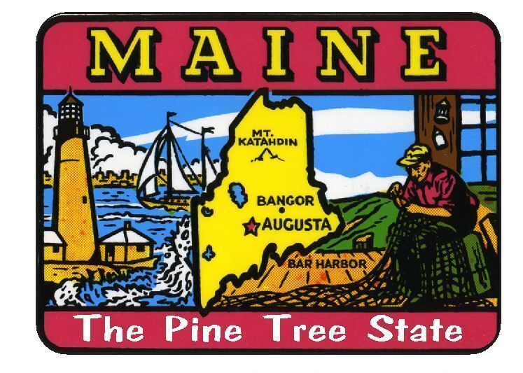 Maine Sticker The Pine Tree State Vintage 1950's Style Sticker Decal V01 - $2.70 - $4.70