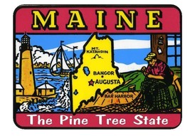 Maine Sticker The Pine Tree State Vintage 1950's Style Sticker Decal V01 - $2.70+