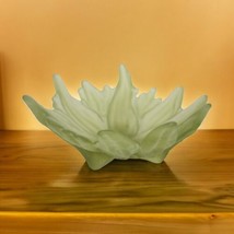 Hudson Beach Sea Glass Bowl Green Hibiscus Opaque Asymmetrical Footed Chartreuse - £155.75 GBP