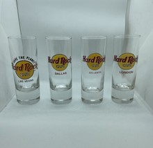 Lot of 4 Hard Rock Cafe 4 Inch Shot Glasses Las Vegas, Dallas, Atlanta, ... - $9.41
