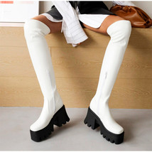 Women Long Boots Over The Knee Thick Bottom Super High Hollow Heel Ladies Boots  - £74.93 GBP