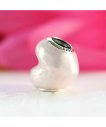 925 Sterling Silver Glittering Heart Charm Bead with Soft Pink Enamel  - $313.32 MXN