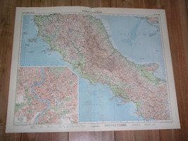 1956 Vintage Map Of Central Italy Lazio / Scale 1:1,000,000 / Rome Inset Map - £22.63 GBP