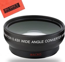 58Mm 0.43X Wide Angle Lens For Canon Digital Eos Rebel Sl1, T1I,, E 90Mm F/2.8 - $44.99