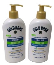 2 x Gold Bond Healing Sensitive Daily Body &amp; Face Lotion Pump Sensiheal 13 oz ea - £20.89 GBP