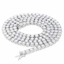 36Ct Diamanti Finti Massiccio 925 Argento Sterling 4mm Tennis Catenina 61cm - £184.13 GBP