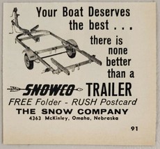 1960 Print Ad Snowco Boat Trailers The Snow Company Omaha,Nebraska - $8.08