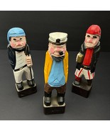 Vintage Hand Carved Lot of 3 6&quot; Wooden Sailor Captain Fisherman Nautical... - €25,36 EUR