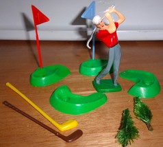 Vintage Golfer Scene Cake Decoration Set Used - $2.99