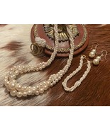 Vintage RMN Twisted Pearl Necklace, w/Coordinating Bracelet, Earrings an... - £37.56 GBP