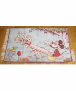 VINTAGE MID-CENT. “MICKEY AND THREE BUNNY RABBITS&quot; WOVEN PILE RUG/CARPET... - $733.85 MXN