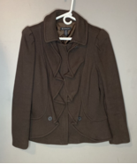 INC International Concepts Womens Full Zip Brown Ruffle Lined Jacket Siz... - £29.54 GBP
