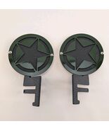 Jeep Wrangler Door Hinge Foot Pegs Steps Pair Star Design Black Green Steel - $50.63