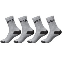 4 Pairs Mens Athletic Usa Cushioned Crew Socks Grey Sport Premium Cotton... - £17.19 GBP