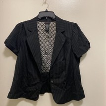 Women’s Black Pin Stripe Short Sleeve Shirt Jacket size 2 bust 34” - £5.12 GBP