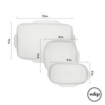 Reusable Silicone Stretch Lids Set of 3 Casserole 9x13 8x8 5x9 Dishwashe... - $59.35