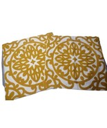 Alysheer Thick Embroidered Pair Pillow Covers 18 x 18 Mustard Yellow Squ... - £15.00 GBP