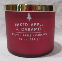 Kirkland&#39;s 14 oz Large 3-Wick Candle up to 40 hrs BAKED APPLE &amp; CARAMEL ... - £22.45 GBP