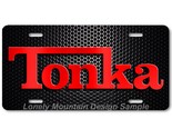Tonka Inspired Art Red on Mesh FLAT Aluminum Novelty Auto License Tag Plate - $17.99