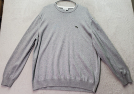 Lacoste Sweater Mens Size 3XL Gray Knit Cotton Long Raglan Sleeve Logo Crew Neck - £18.36 GBP