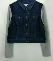 Liz Claiborne New York ~ Denim Jacket ~ Sweater Knit Sleeves ~ Women&#39;s Size 12 - £20.51 GBP