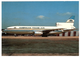 American Trans Air Lockheed 1011 TriStar 1 Airplane Postcard - £7.78 GBP