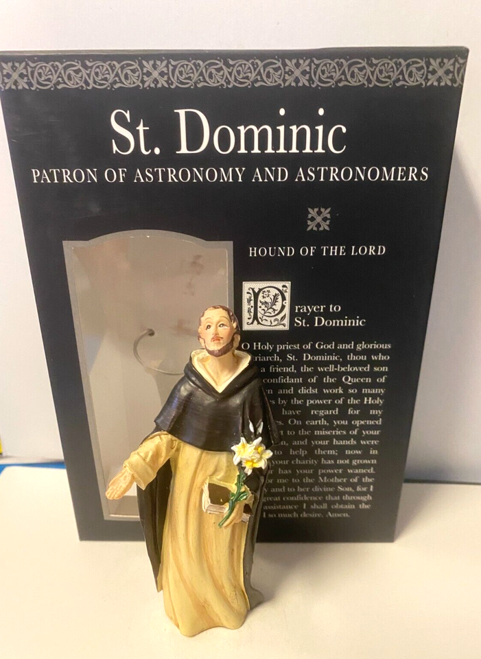 Saint Dominic 4" H Statue, Prayer Card + Bio, New #RM-006