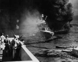 USS California sinks into mud after Pearl Harbor attack WWII Photo Print - £6.96 GBP