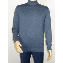 Men's Sweater Knit By BRANGO Turkey Mock Neck Cotton Blend 21050 Indigo Blue image 7