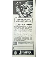 Sergeant&#39;s Dog Medicines Special Tactics Against Worms-1943 Vintage Prin... - $19.36 CAD