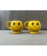 Two (2) 1970s McCoy Pottery Smiley Face Mugs Dark Yellow Excellent Condi... - $38.69 CAD
