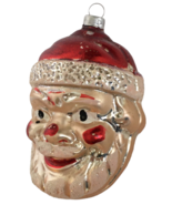 West Germany Santa Claus Face Glass Christmas Ornament Vintage Santa Head - £22.71 GBP