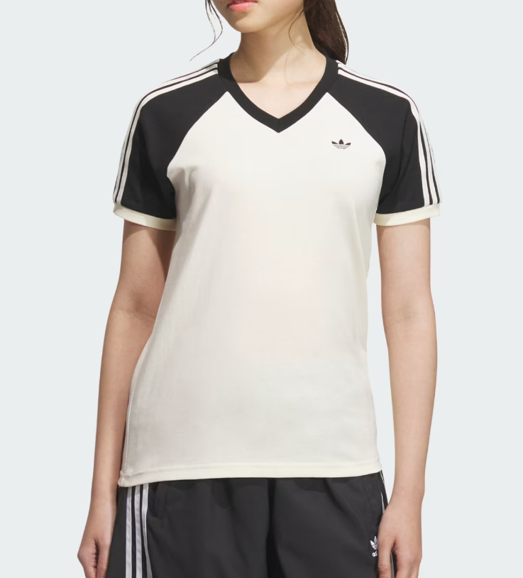 adidas Originals V-neck Tee Women&#39;s Lifestyle Top Casual T-Shirt AsiaFit... - $69.21