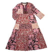 NWT Johnny Was Flora Tie Back Midi in Pink Multi Patchwork Floral Cotton Dress S - £117.33 GBP