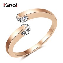 Hot 585 Rose Gold 0.25ct Rings Double Round Natural Zircon Stone Wedding Ring Fo - £6.68 GBP